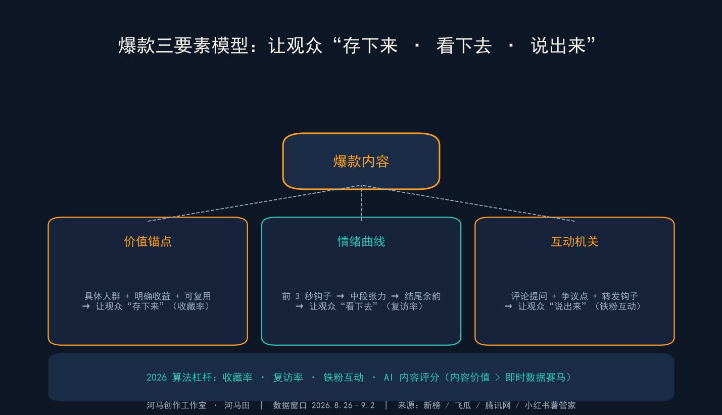 爆款三要素模型：价值锚点×情绪曲线×互动机关