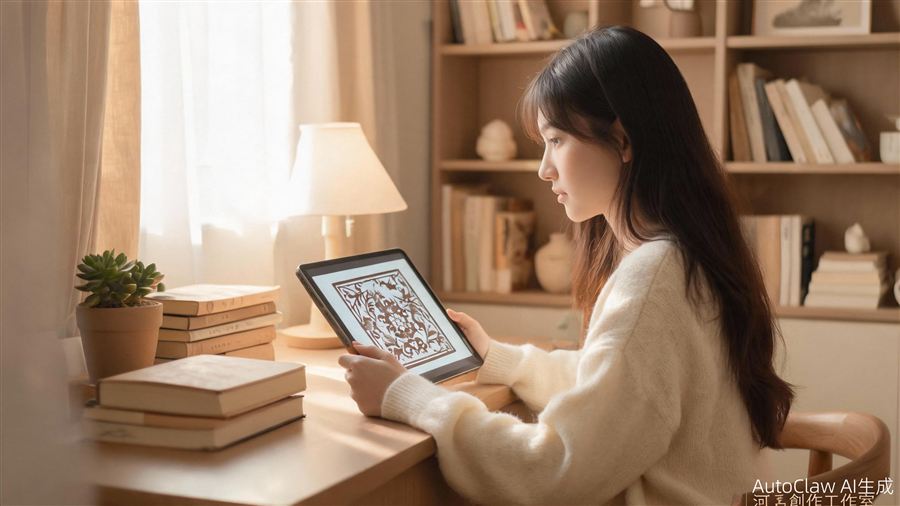 AI非遗复刻概念图：数字人与传统雕版印刷技艺